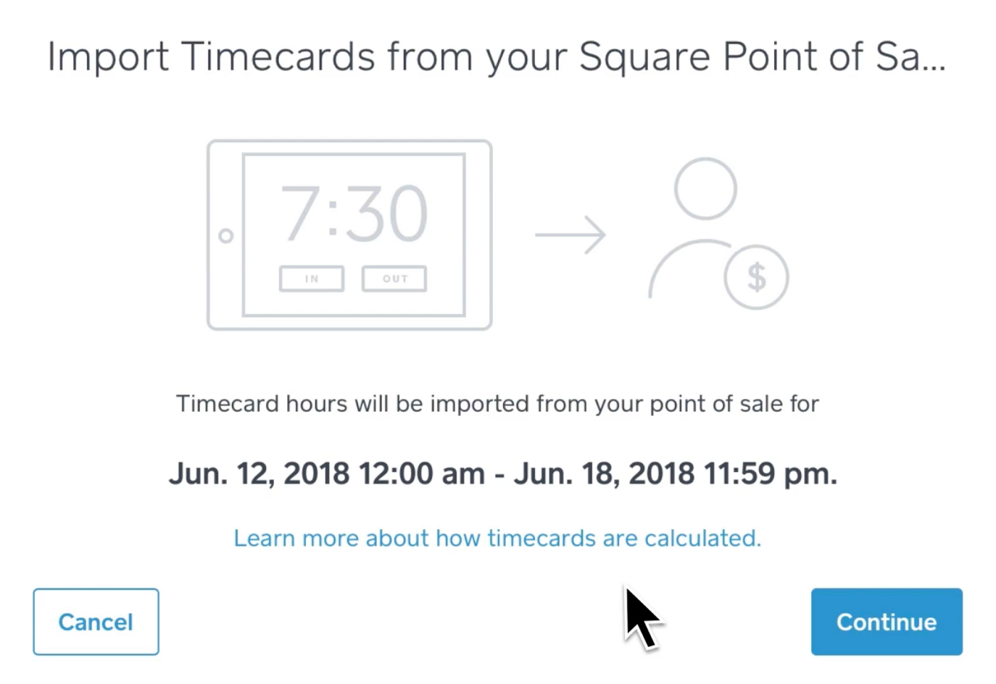 Square time card import.