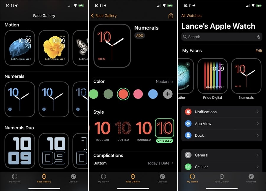 Setting up Numerals face on Apple Watch.
