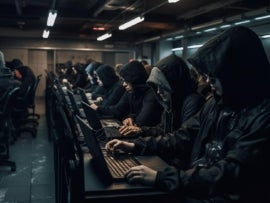 Group of Anonymous Sudan wearing black hoodies.
