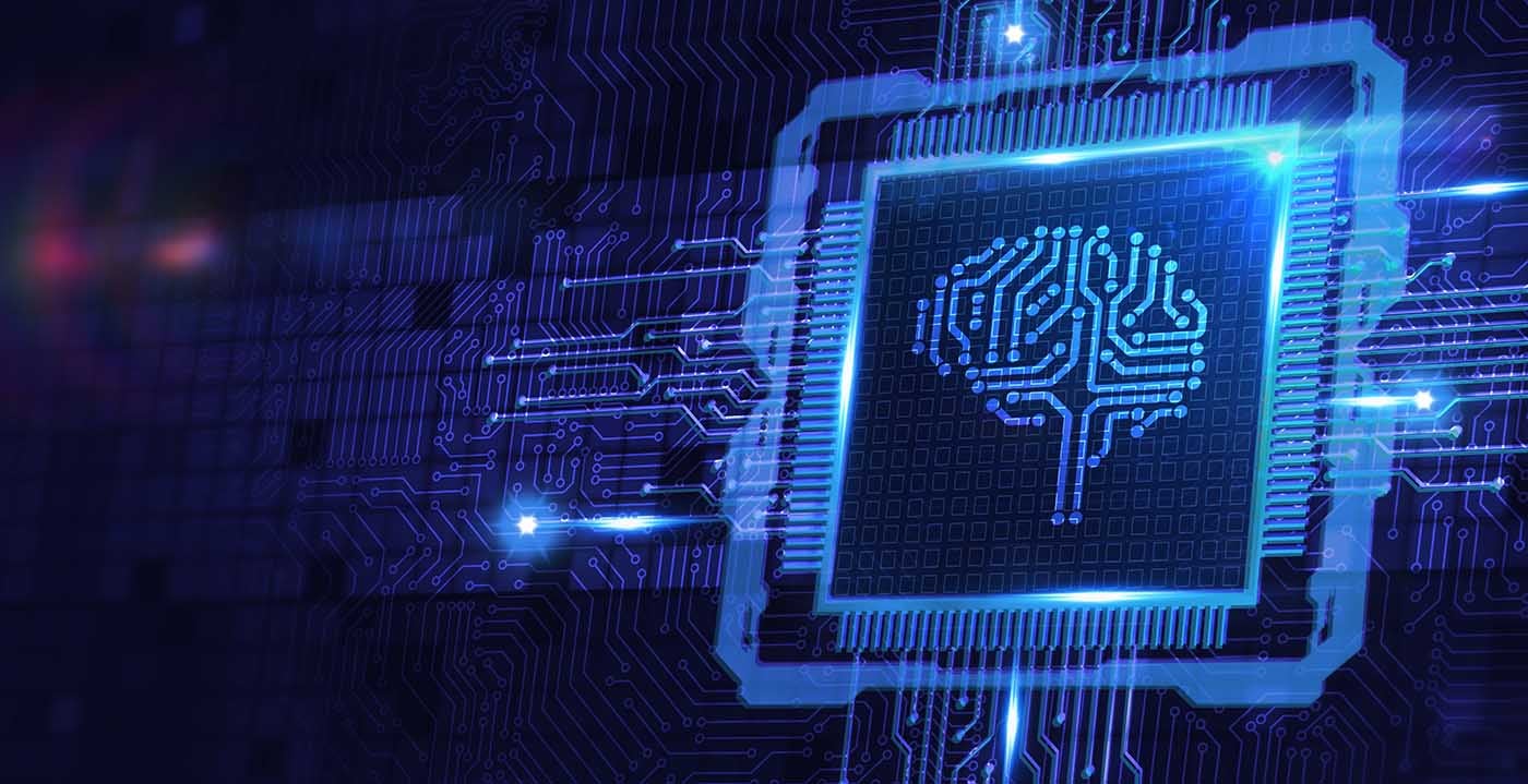 Artificial intelligence and modern computer technology image concept.