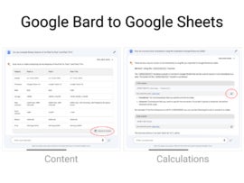 Moving from Google Bard to Google Sheets.