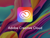 The Adobe Creative Cloud logo on a rainbow background.