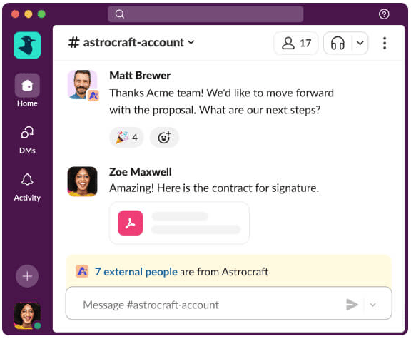Slack's instant messaging.