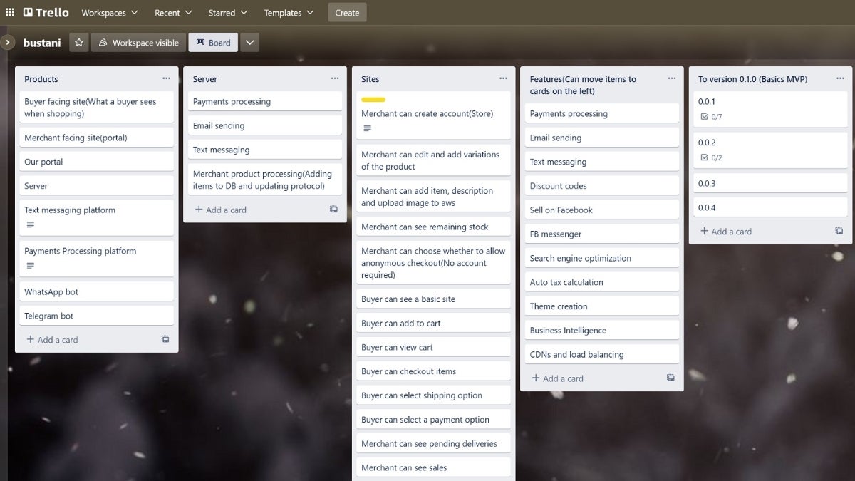 A webpage showing Trello's card-based task management.
