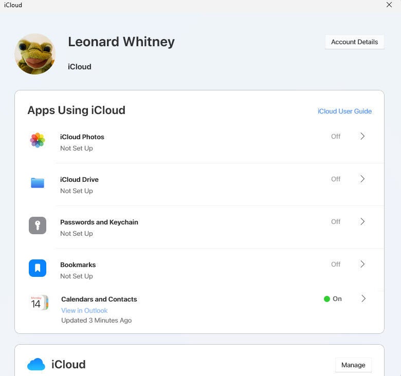 Screenshot showing apps utilizing iCloud