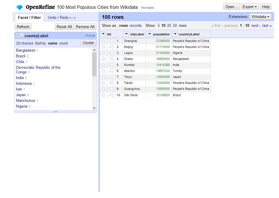 OpenRefine Screenshot