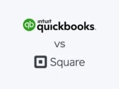 QuickBooks Payroll VS Square Payroll logos.