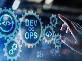 A user touching a symbol that says devops.