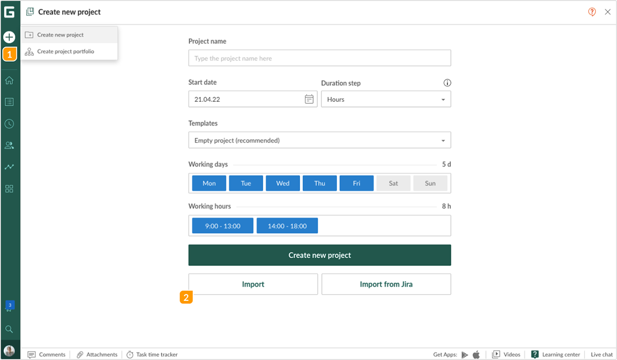 Data import/export feature in Gantt Pro.