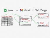 A visual representation of a mail merge from Sheets to Gmail.