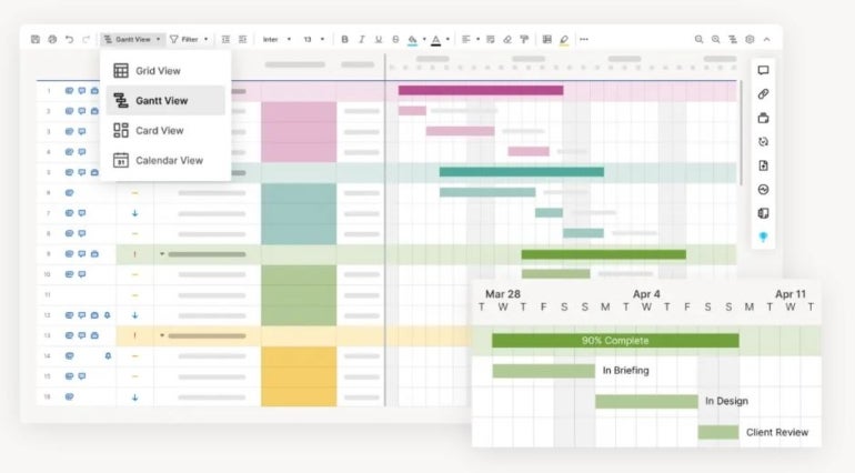 Gantt charts in Smartsheet.