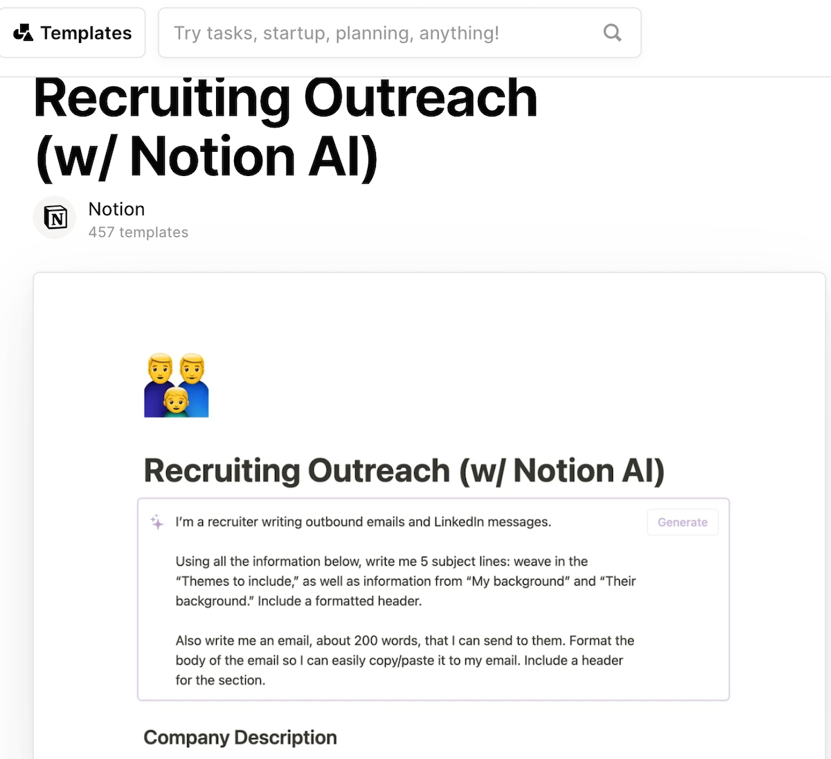 A recruiting outreach template based on AI ideas.