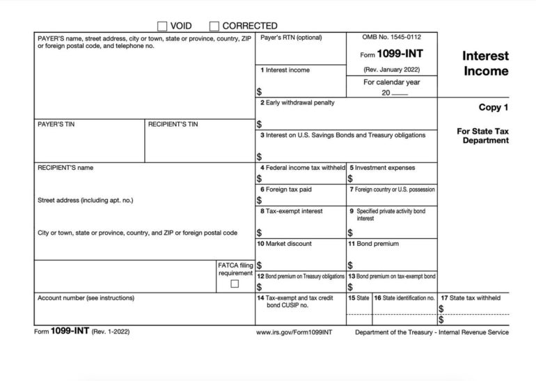 Form 1099-INT, which is used if the recipient has a checking, savings or other type of bank account that pays interest.