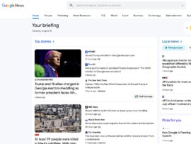 Screenshot of Google News.