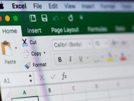 Close up photo of a Microsoft Excel menu on laptop screen.