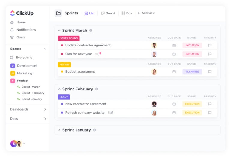 ClickUp also offers an Agile project management template.