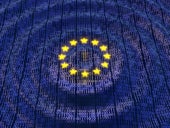 Data rippling out from the stars of the European Union.