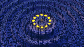 Data rippling out from the stars of the European Union.