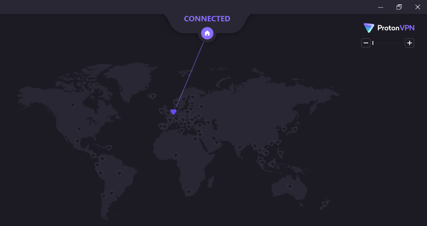 Interfaz de mapas en la aplicación de Proton VPN