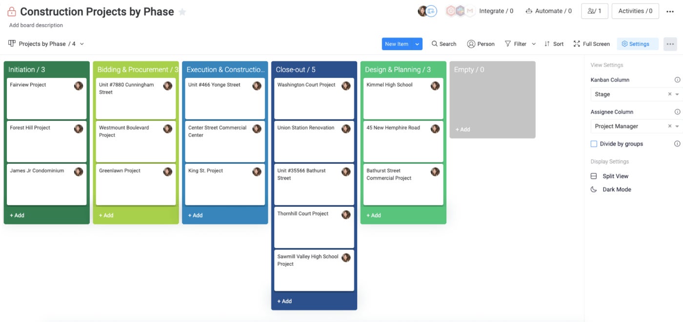 An example of a Kanban board in Wrike.