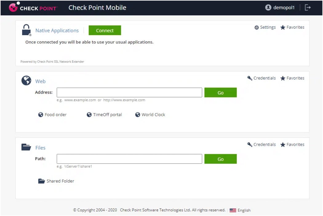 Check Point’s Mobile Access portal.