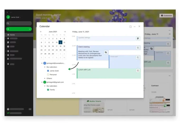 Sync your Google calendar with Evernote.