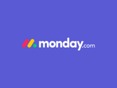 monday.com logo with a purple-blue background