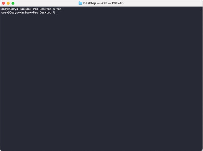 The q terminal command prompt in Mac.