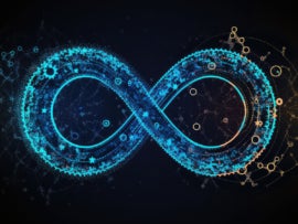 DevOps infinity symbol on dark background.