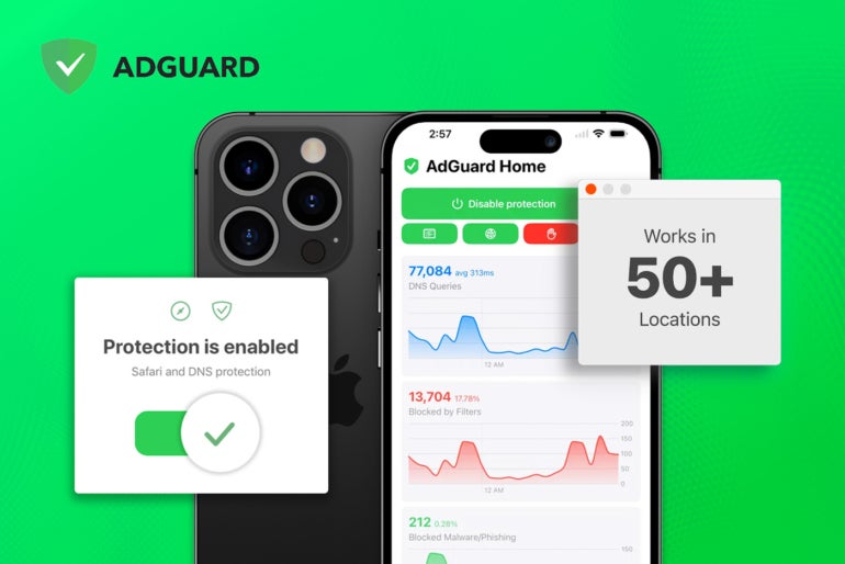 AdGuard promotional graphic.