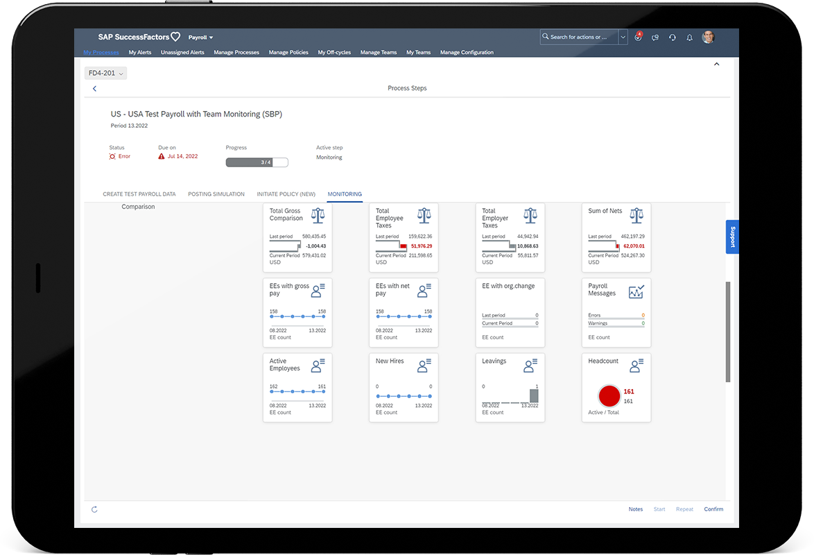 Screenshot of SAP payroll.