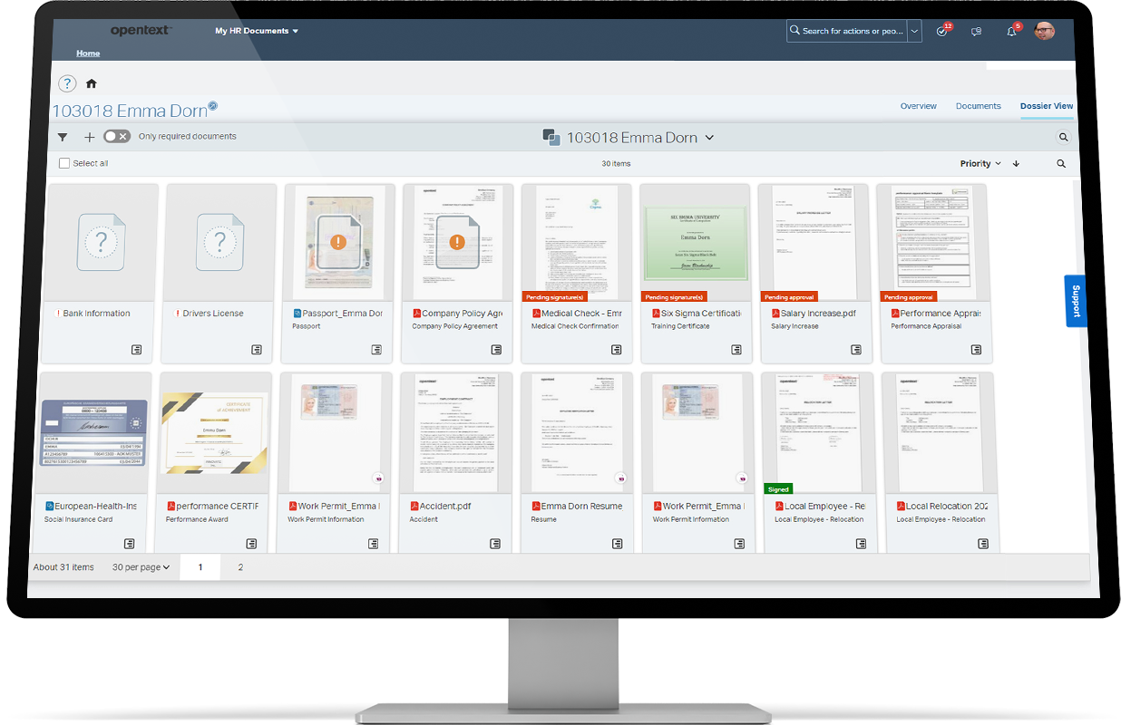 Screenshot of SAP document management.