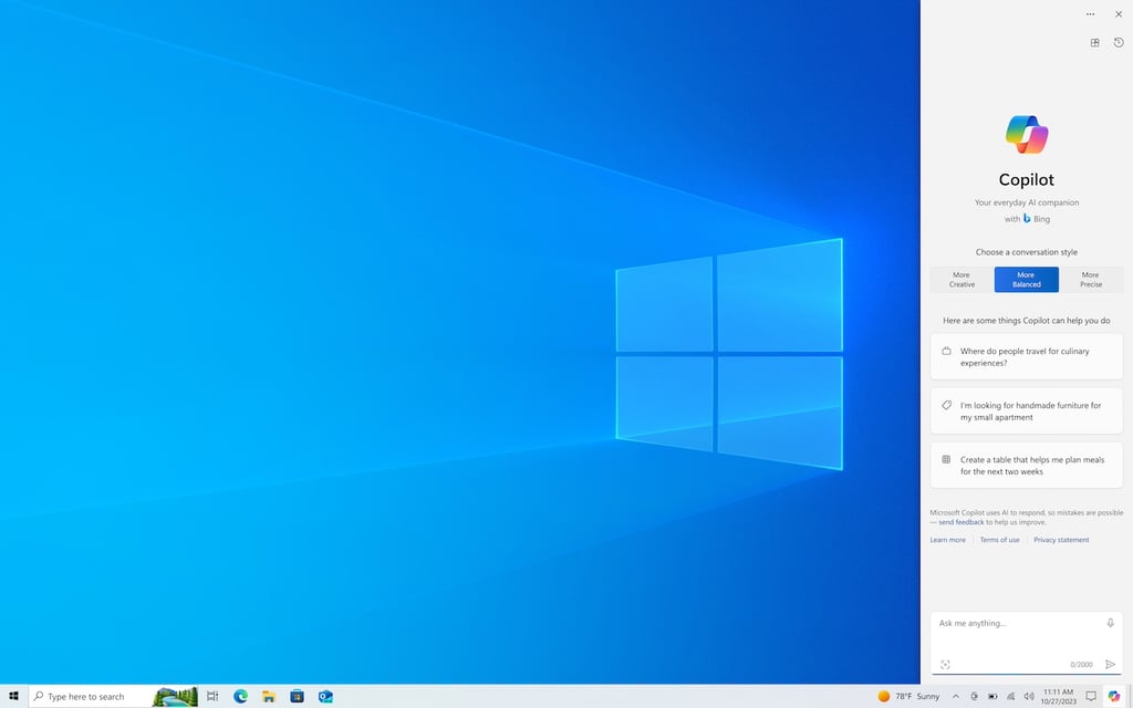 Microsoft Brings Its AI Copilot to Windows 10