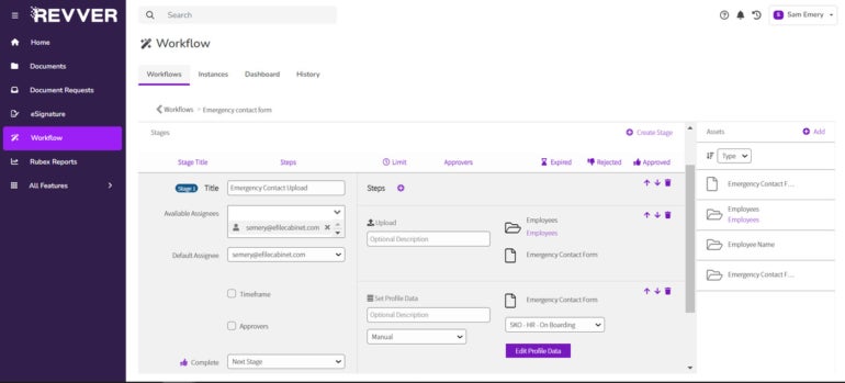 Revver's no-code document workflow management.