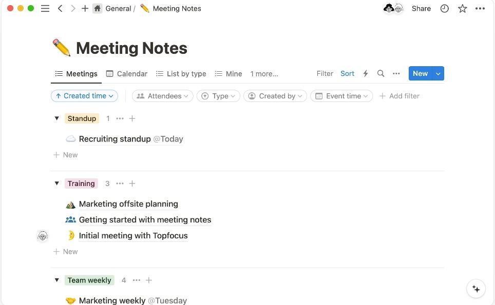 Real-time meeting note edits by two team members. 