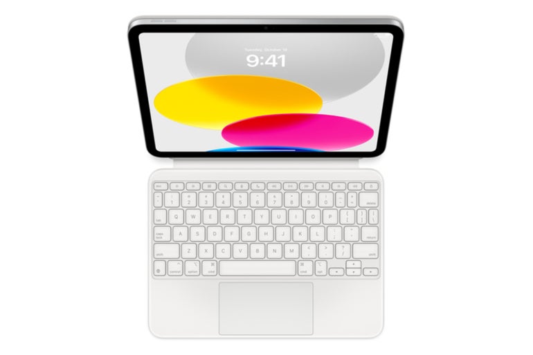 An iPad with the Apple Magic Keyboard Folio.