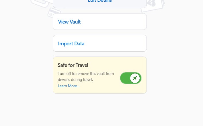 1Password’s Travel Mode feature.