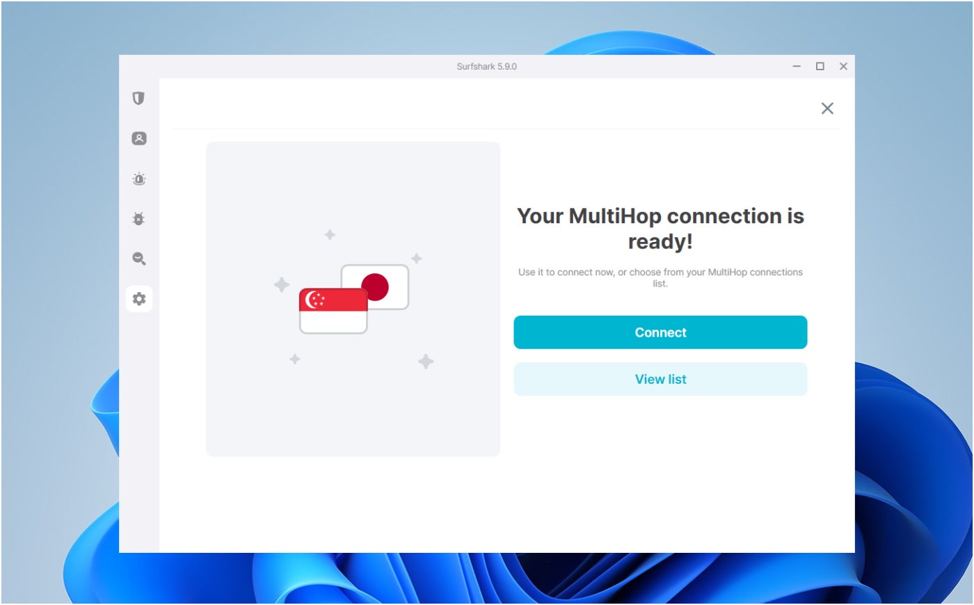 A MultiHop connection to Japan via Singapore.