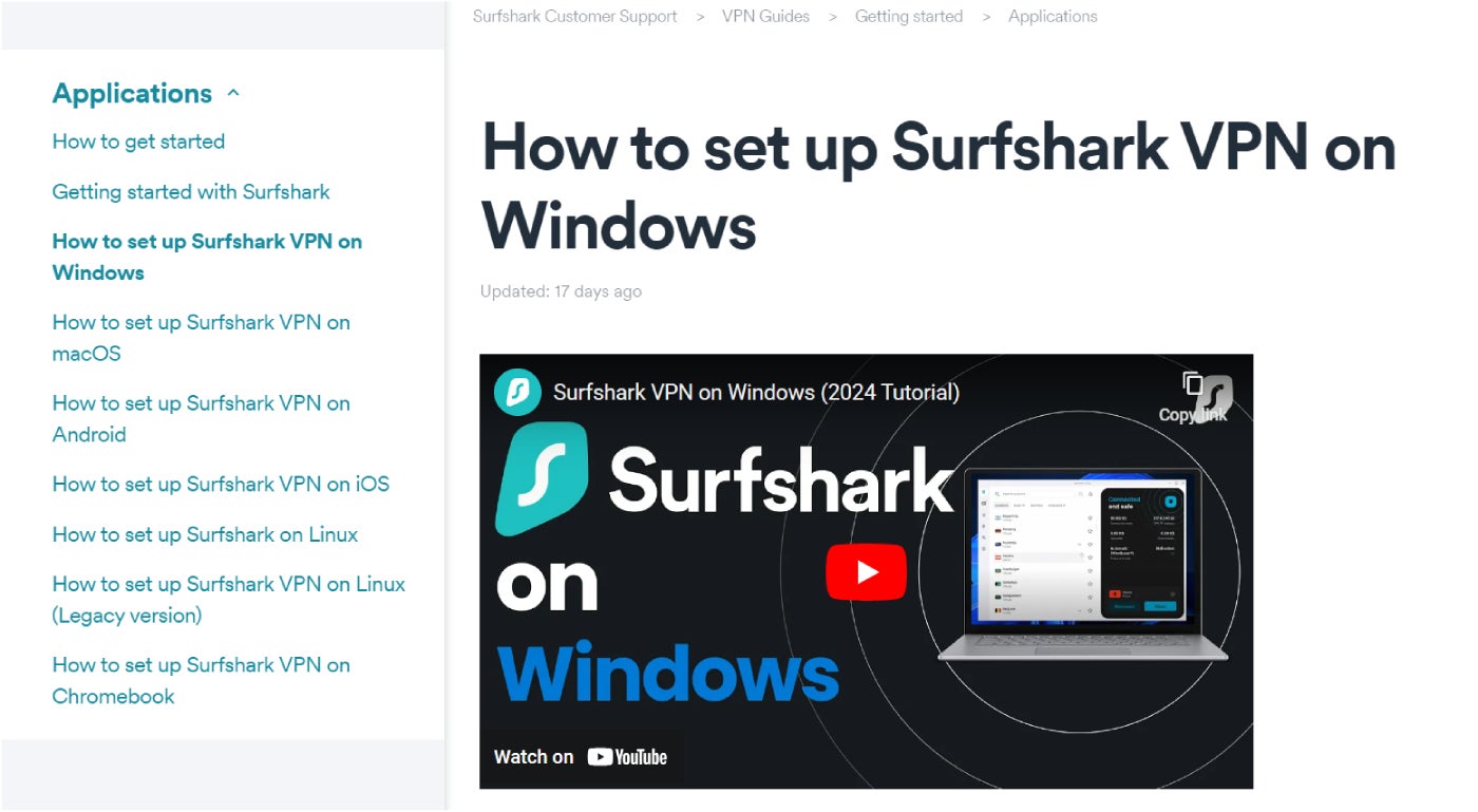 Sample Surfshark support article.