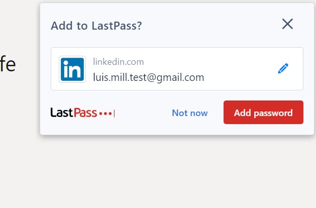 LastPass saving new login.