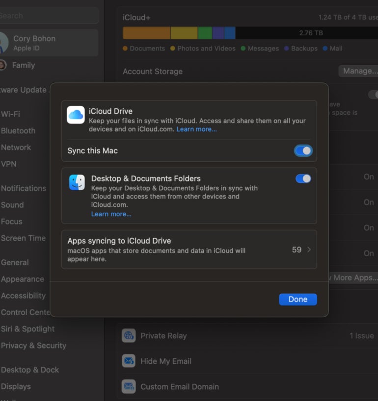 Apple provides a checkbox for enabling iCloud Drive on a Mac