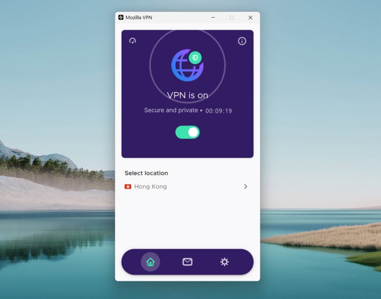 Mozilla VPN’s desktop application.