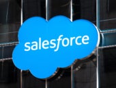Close up of Salesforce logo.