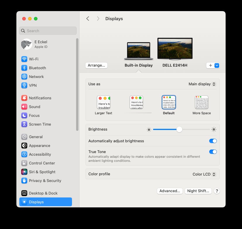 Screenshot of MacOS Sonoma display screen.