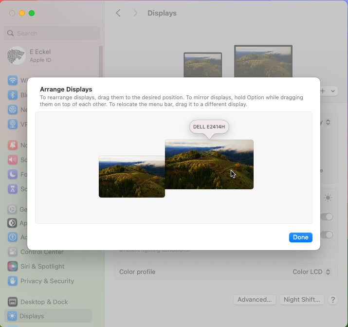 Screenshot of the layout of the MacOS Sonoma displays.