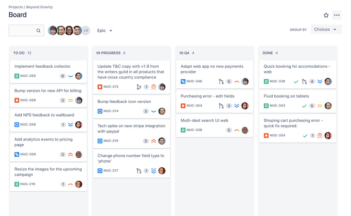 Kanban board in Jira.