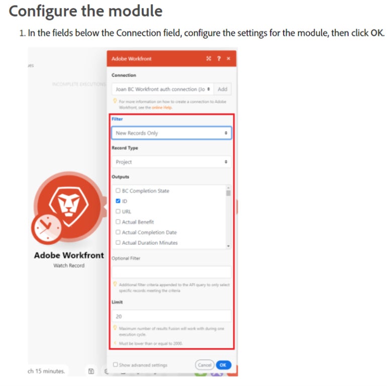 Connecting web applications through Workfront Fusion.