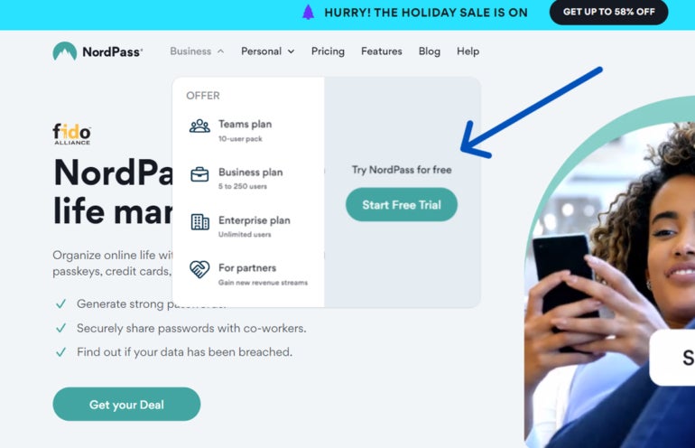 NordPass Business free trial.