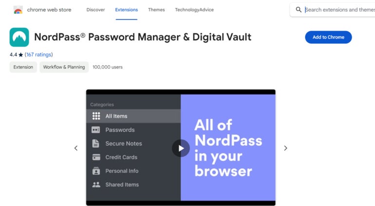 NordPass on the Chrome Web Store.