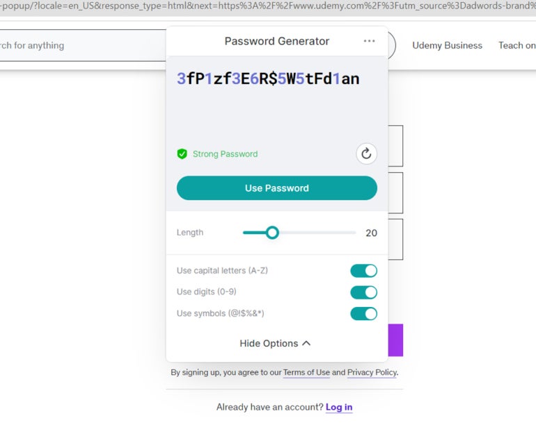 NordPass password generator.